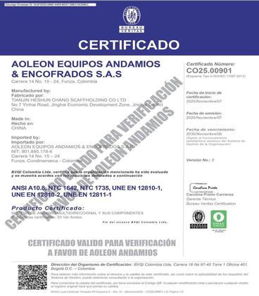 Certificado Aoleón Andamios